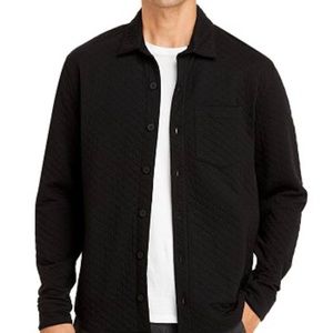 $295 Vince Men's Black Quilted Mixed Media Shirt Jacket Size S